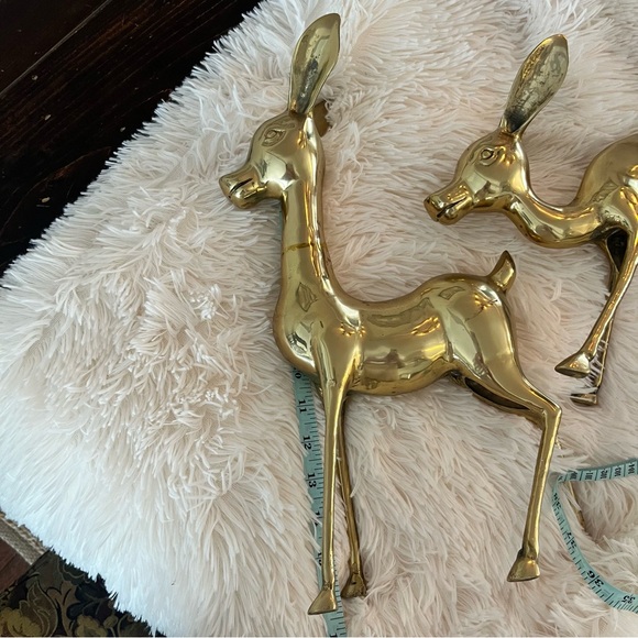 2 Large Brass Deer Vintage Patina Hollywood Regency Mid-Century Modern MCM - Picture 12 of 16